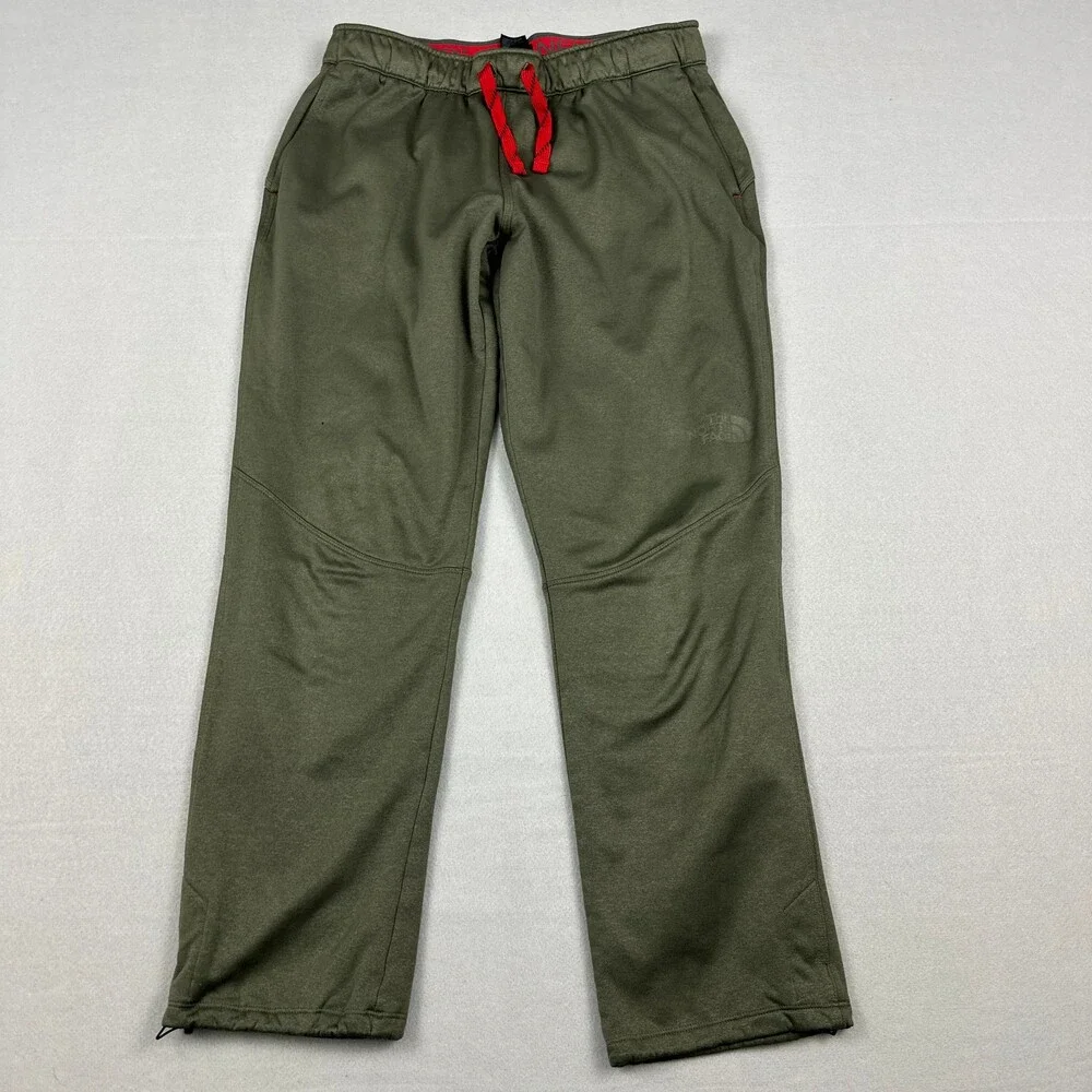 The North Face Pants Men Medium Green Solid Straight Leg Fleece Lining Outdoor *